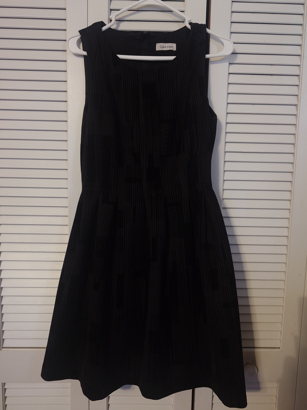 Calvin Klein Black Textured Sleeveless A-Line Dress